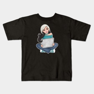 Girl with laptop Kids T-Shirt